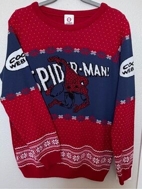 Marvel Red & Navy Spider-Man Holiday Crewneck Sweater